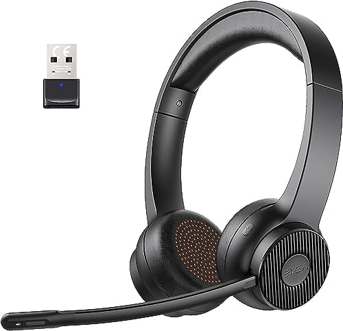 EKSA H16 Auriculares Bluetooth Auriculares Inalambricos con AI Micrófono Cancelación de Ruido y Dongle USB, 55 Tiempo de Reproducción, Silencio de Micrófono PC Cascos Comerciales para Oficina/Hogar