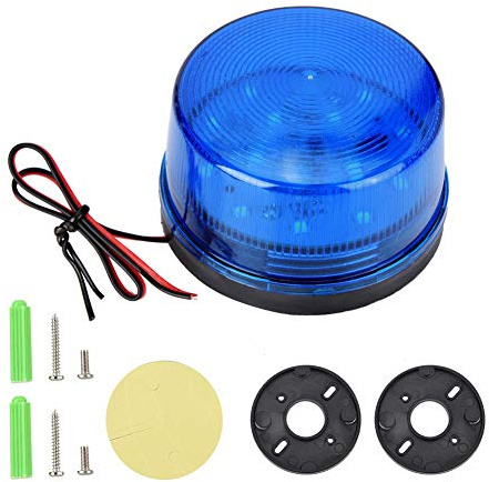 Tbest LED Flashing Alarm Lamp, 12V Blue LED Strobe Beacon Emergency Alarm Warning Signal Flashing Light Without Sound