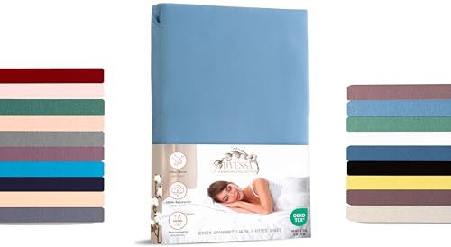 Livessa Spannbettlaken 160x200cm aus Baumwolle Single-Jersey Stoff 140 g/m², Spannbetttuch/Bettlaken, Oeko-TEX Zertifiziert (M24M05FF9)