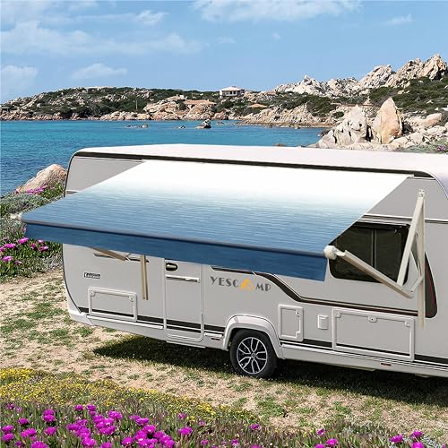 YESCAMP Wohnmobil-Markisenstoff, strapazierfähig, wetterfest, 4-lagig, 524 g, Vinyl, für Wohnmobil, Anhänger und Wohnmobil