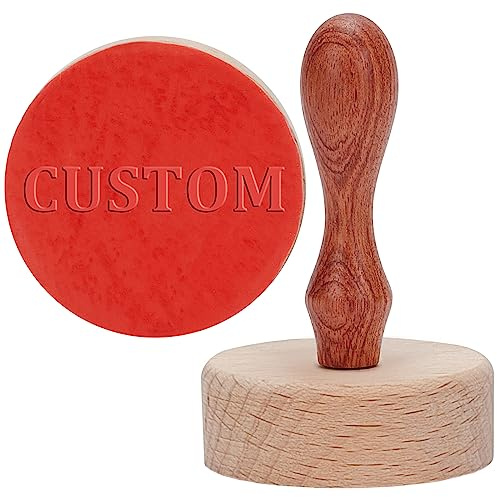craspire 8x8 cm Individueller Logo-Textstempel, Holzstempel, Rund, Personalisierbar, Holzgriff, Individuell Für Unternehmen, Branding, Bastelbedarf, Adresse, Namensstempel, DIY, Scrapbooking