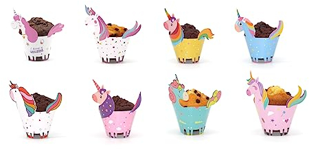 Nislai® Muffin Wrapper Einhorn | Unicorn Geburtstag Party Deko | Kuchen Picker Deko | Cupcake Wrapper für Geburstag oder Hochzeit Dessert | 24 Stück mit 12 Designs