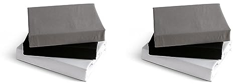 Kono Bedding Spannbettlaken Gebürstete Mikrofaser Spannbetttuch 30 cm Tiefe Tasche (Grau, 120x200cm) (Packung mit 2)