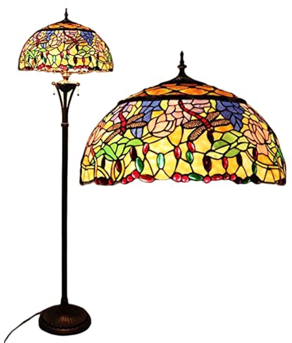 Bidesen 18-zoll-stehlampe Im Tiffany-stil, Gelbe Liaison-buntglas-stehlampe, Leselampe, Antike Ecklampe, Dekor, Schlafzimmer, Wohnzimmer, Heimbüro(Size:18)
