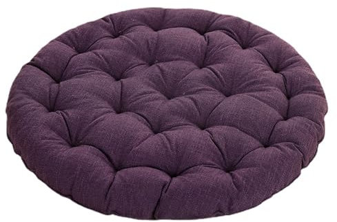LZTENRETO Futon-Kissen Japanischer Stil, Rund, Leinen, Polyester, 65x65x10cm, Sitzkissen für Boden, Yoga, Sofa, Balkon (Dunkelviolett)