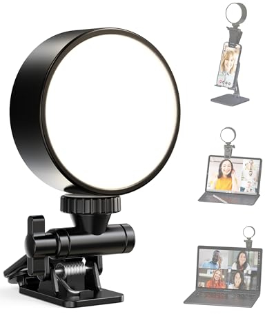 BRTech 2024 Selfie Licht mit Tragbarer Klemme, 360° Drehbar Beleuchtung 3 Lichtmodi 54 LED Videolicht Handy, 3000K-6500K High Power Kamera Licht mit Clip Ringlicht für Phone iPhone Tablet iPad Laptop