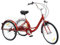 WDRENTOOL Dreirad Erwachsene, 24 Zoll 3 Rad Fahrrad für Erwachsene, Shimano 6 Gang Cruise Trike Cargo Bike mit Korb, Radfahren Fahrrad für Outdoor Sport Einkaufen (Rot)