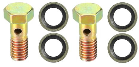 QUARKZMAN Universelle M8x1.25 23mm Länge Motorrad 3-Loch-Hohlschrauben mit Unterlegscheiben Set Bremse Hohlschrauben metrisches Gewinde Bronze Farbe - Packung mit 6