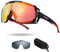 Odoland Cycling Sunglasses UV400 Magnetic Interchangeable Lenses Polarized Sport Sunglasses for Driving Cycling Baseball Outdoor Sports for Men Women Red