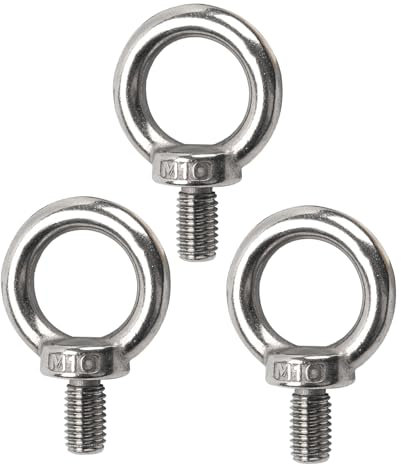 3 boulons à œillet M10, boulon à anneau, anneaux à vis, fileté mâle en acier inoxydable 304 boulon à œillet, pour boulon à œillet pour fixation et suspension