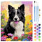 QENSPE Peinture par Numéro Adulte, DIY Paint by Numbers Kit avec 3 Pinceaux et Peintures Acryliques, sans Cadre 40 x 50 cm, pour Décoration Murale Maison Cadeau - Fleur et Chien