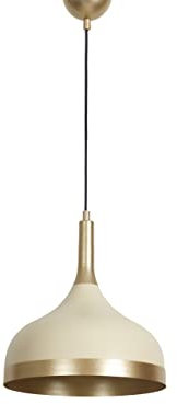 Luzarana Otto Hängelampe Creme-Gold Vintage I Asletl I Pendelleuchte Wohnzimmerlampe Ø30 cm E27 aus Metall Modern Esstisch Küchenlampe Hängend