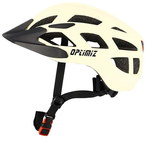 MTB-Helm OPTIMIZ O332 Creme, matt, in-Mold mit Okzipitaleinstellung und integrierter Beleuchtung, Größe L