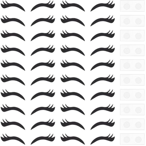 FINGERINSPIRE 20Set Wimpernflicken Mit Aufklebern Schwarze Wimpern Applikationsflicken Filzstoff Wimpern Bastelbedarf Applikationsflicken Nähen Basteln Dekoration Für DIY Hüte Taschen Dekoration