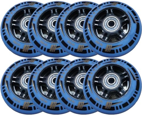 HEFAM 84 A Inline-Skate-Rollen für Rollerblade-Räder, Trainingsräder, Indoor- und Outdoor-Rollschuhe, Blau, 84 mm