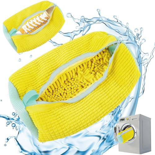 Scarpe Lavatrice, Sacchetto Scarpe Lavatrice, Lava Scarpe Lavatrice, Sacchetto Lavaggio Scarpe Lavatrice, Sacco per Lavare Scarpe in Lavatrice, Cerniera Pulizia Efficiente, per Scarpe (Giallo)