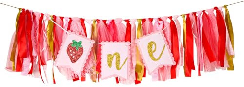 Erdbeere Hochstuhl Banner 1. Geburtstag, Süß Erdbeere Erster Geburtstag Hochstuhl Banner Süß Erdbeer Dekoration für den Ersten Geburtstag Foto Requisite Zimmerdekoration für Kinder