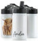 Personalised Water Bottle, 350ml White Sports Flask with Straw Cap Flip Lid, Stainless Steel, Customised with Initial / Name, Mother and Baby Highland Cow and Calf Design Print, Cow Water Bottle