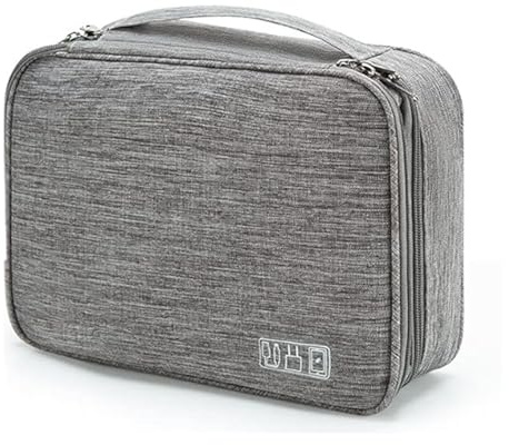 YEICXOH Kabel-Organizer-Tasche, Elektronik-Zubehör-Organizer, Reise-Kabelhülle für Powerbank, Kamera, iPad, Speicherkarte (Grau, 3 Layer)