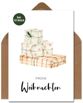 The Life Barn 10x Weihnachtskarten Set mit Umschlag Weihnachten Karten für Weihnachtspost