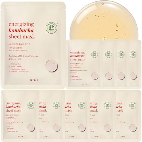 varuza EWG Verified Kombucha Sheet Mask Lyocell 3D Snow Crystal Sheet Fermented Bifida 20 Harsh Chemicals Free Clean & Radiant Skin