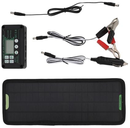 Mainteneur De Batterie Solaire – Chargeur De Panneau Solaire De Voiture avec Contrôleur, Kit De Panneau Solaire De Batterie | Chargeur De Batterie De Voiture Plug and Play pour Bateaux, Tracteurs,