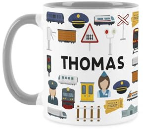 Purely Home Custom Train Driver Mug - Humourous Railway Workers Novelty Gift - Tea/Coffee Grey Ceramic Cup Personalised Present for Train Drivers