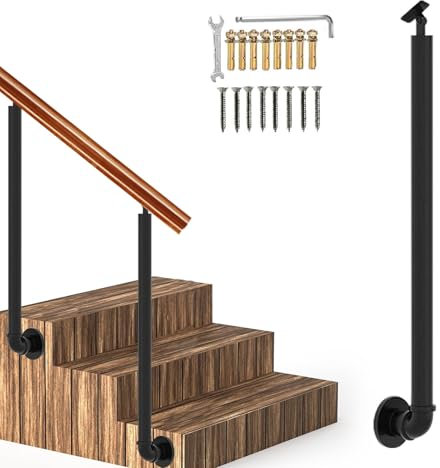 Outdoor Step Guardrail with Side Mounted Handrail for Home Garden Corridor Lofts Decking Rail Safety Balusters Columns (41.3in)