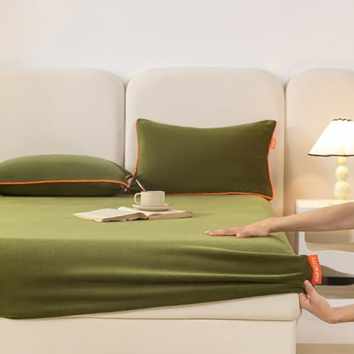 JIANINGHOME Fleece Spannbettlaken 200x220,Winter Spannbettlaken Warme Fleece Spannbetttuch Flauschig Plüsch Flanell Bettlaken für Boxspringbett