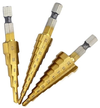 Brocas escalonadas,brocas de cono, 3 unids/set HSS juego de brocas escalonadas vástago hexagonal broca cónica