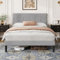 Vesgantti Single Bed Frame with Adjustable Linen Headboard, Solid Wooden Slats & Upholstered Platform, Easy Assembly, No Box Spring Needed, Under Bed Storage, 3FT Single Bed, 90 x 190 cm, Light Grey