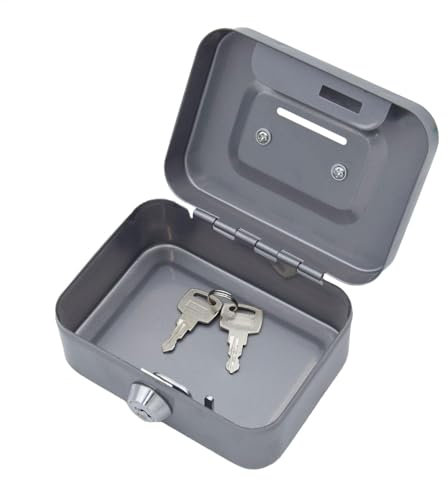 Wusideday Steel Cash Box With 2 Keys, Money Box With Lock, Lockable Small Metal Cash Box, Small Cash Money Box With Coin Slot, Portable Small Lock Box
