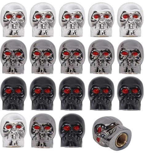 CHGCRAFT 18 bouchon de Valve de Pneu en Forme de Tête de Mort 3 couleurs pour Pneus de Voiture Motos Camions Vélos