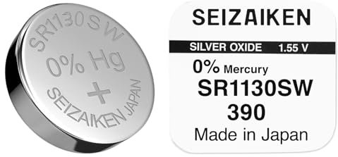 1 pile bouton SEIZAIKEN 390, SR1130SW, 1,55 V, pour montre à l'oxyde d'argent, 0 % de mercure, 100 % fabriquée au Japon
