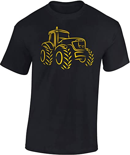 Baddery Kinder Freizeit-T-Shirt: „Traktor“ | Kurzarm Alltags-Shirt mit Trecker-Motiv für Jungen & Mädchen