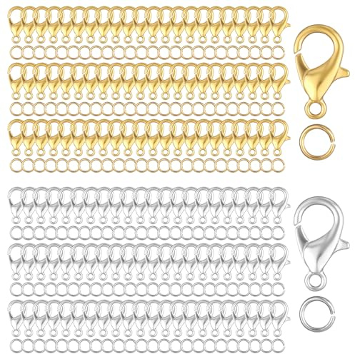 700 Stück Sprungringe Armband Verschluss Metall Offene Ringe Gold Silber Sprungringe Kettenverschluss Biegeringe 7mm Verschluss Verbindungsstück Armband Clips Verschlüsse