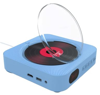KIXZSAZ Reproductor De DVD Integrierter Bluetooth Lautsprecher U Disk Wiedergabe 1080P HD Ausgang Duale Lautsprecher AV Ausgang Integriertes Dual, Blau