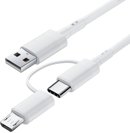 Cable for Amazon Fire Tablet,USB Charger Cord for Kindle Paperwhite,Oasis,Voyage Touch E-Readers,Micro Cable USB C Charging Cord Fire HD 10 8 7 Plus,Max 11,Kids Pro,Edition,Type C (White, 3ft)