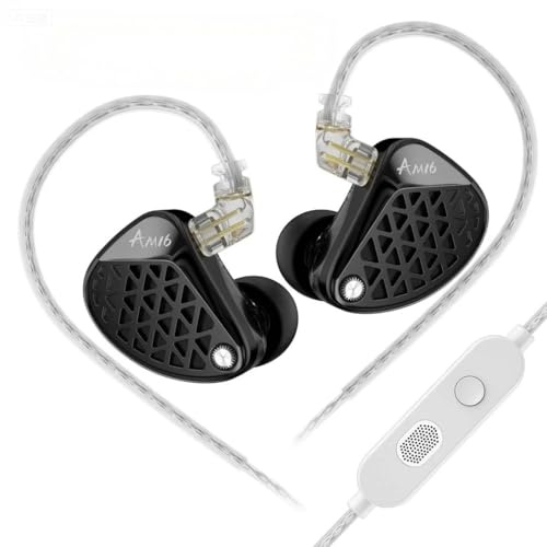 KZA COUSTICS KZ AM16 Auricolari In-Ear Monitor con 16 driver BA, IEM HiFi con suono stereo chiaro su tutte le frequenze, auricolari da gaming con cavo OFC placcato argento rimovibile per musicisti e