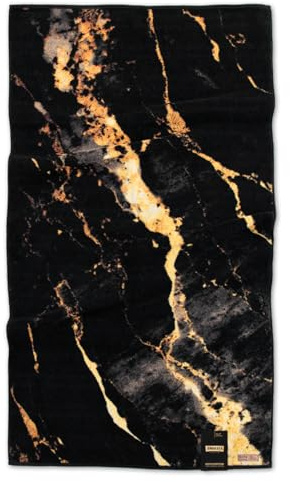 ZWOLTEX - Handtücher Premium 70x140 cm, Handtuch aus 100% Organic Baumwolle 600g/m² mit GOTS und Oeko TEX-Zertifikat, Bedrucktes Weich und Saugfähig Badehandtuch - MINERALIS Black
