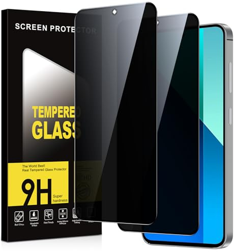 Micnkifo Protector Pantalla Privacidad para Xiaomi Redmi Note 13 4G/5G 2 Piezas,Anti Espía Cristal Templado,Anti-Espía Vidrio Película,9H Dureza,Anti-Arañazo,Sin Burbujas,Privacy Screen Protector