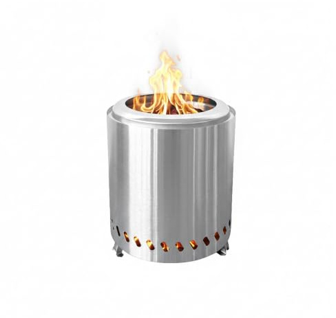 Relaxdays Smokeless Tabletop Fireplace, Stainless Steel, 25 x 22.5 x 22.5 cm, Removable Ash Tray, Camping, Silver