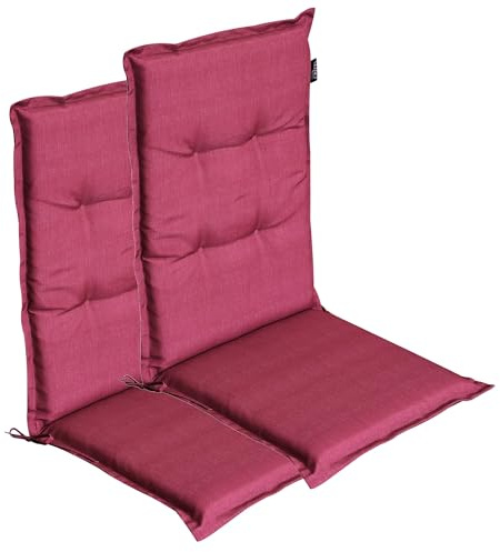 LILENO HOME Gartenstuhl Auflagen als [2er Set - Hochlehner] in Pink Uni | bequeme Liegen als Sitzauflagen für Gartenmöbel - Stuhlkissen für Gartenstühle und Klappstühle