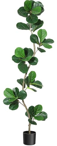 Aptliton Realistic Artificial Fiddle Leaf Fig Tree, Tall Faux Indoor/Outdoor Plant with Lifelike Leaves in Black Pot, Ideal for Home, Office, or Living Room Decor, Housewarming Gift, 183cm