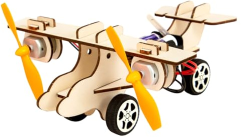 Sbshiouu Zusammenbau eines zweimotorigen Flugzeugmodells aus Holz, Spielzeug, Aerodynamik Experiment, Demonstrationswerkzeug für den Unterricht, Eltern Kind Aktivitätsset