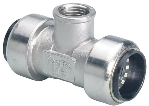 Edelstahl Steckfitting Tectite T-Stück mit IG 15 mm x Rp 1/2 x 15 mm, TS130G