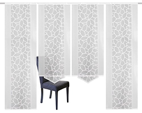 Home Fashion 94334-101 | 4er-Set SCHIEBEGARDINEN | Jacquard, Farbe: weiß, Maße: 2x 245x57 cm und 2x 160x57 cm