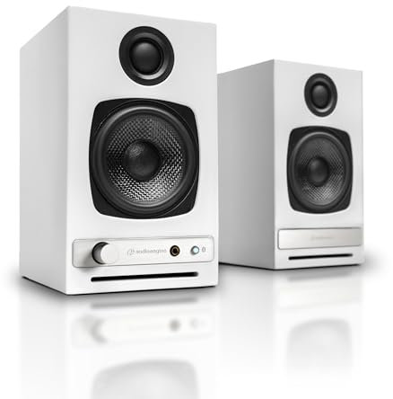 Audioengine HD3 Home Music System - Enceintes sans Fil avec Bluetooth - Enceintes d'ordinateur et de Bureau amplifiées de 60W avec Bluetooth aptX HD (Blanc)