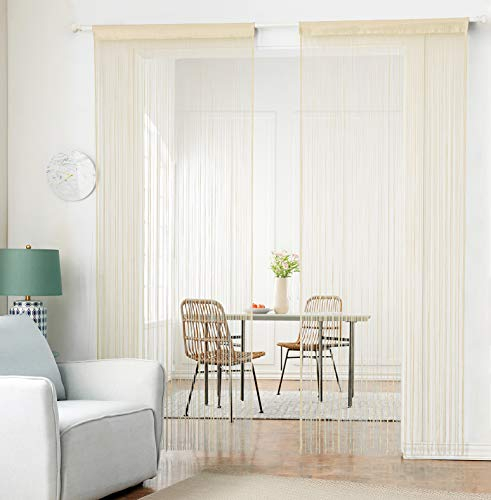 HSYLYM Rideaux Salon Rideaux Voilages Accessoires Salle De Bain Moustiquaire Porte (90x200cm,Champagne)