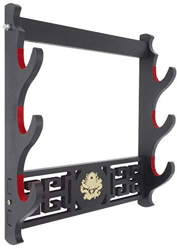 Eforlife Drachenschwerthalter, Wandhalterung, Samt, gepolstert, Katana-Ständer, Samurai-Schwerthalter, Display-Rack (3-stöckig)